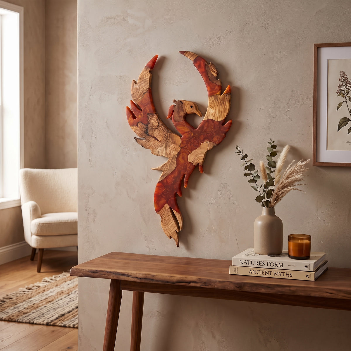 Wooden Phoenix Wall Art