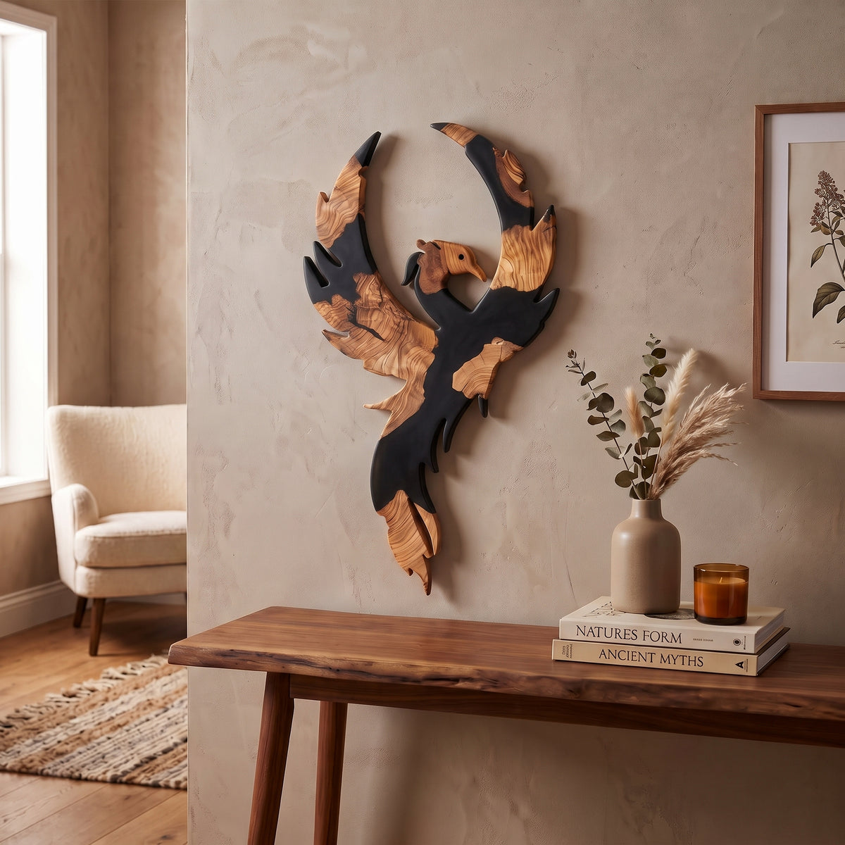 Wooden Phoenix Wall Art