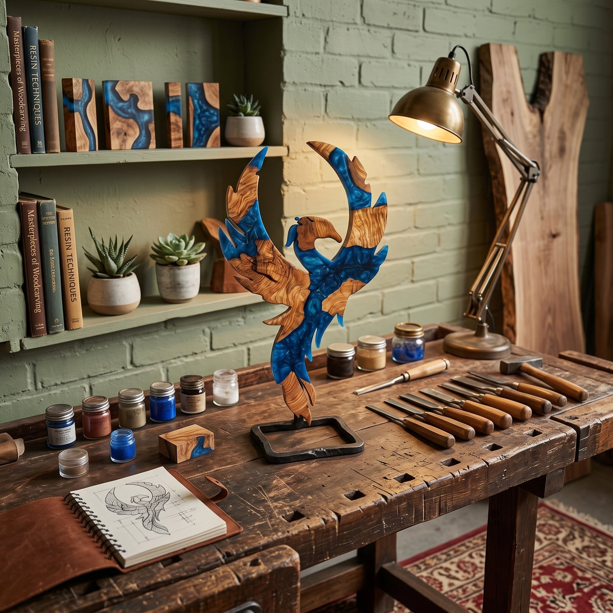 Wooden Phoenix Wall Art