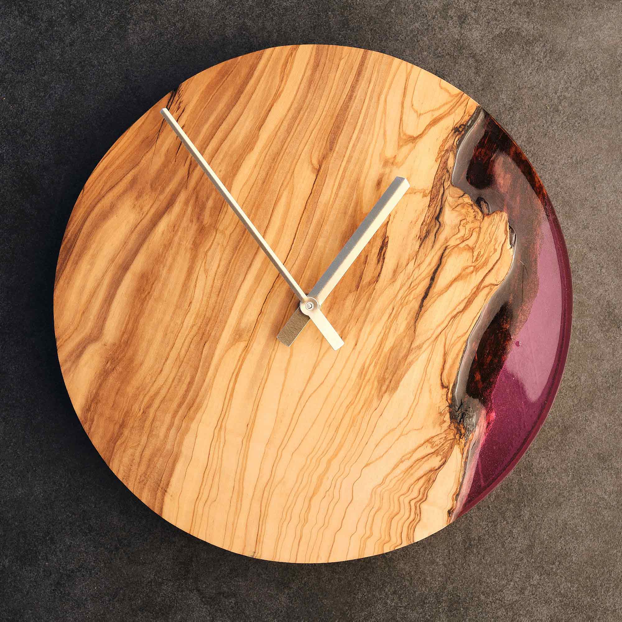 Plum Live Edge Wall Clock