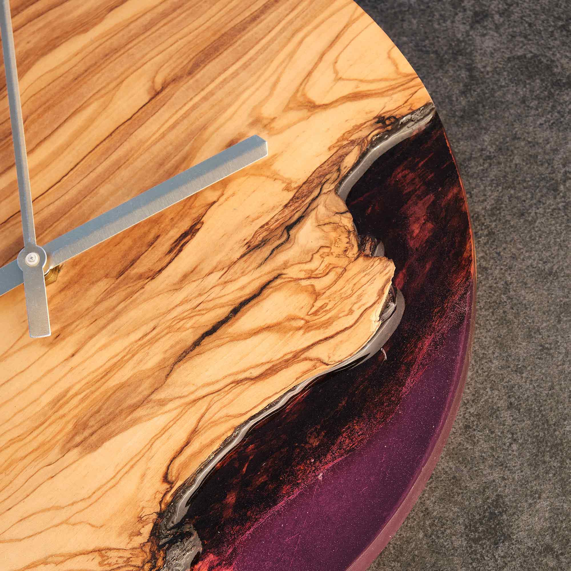 Plum Live Edge Wall Clock