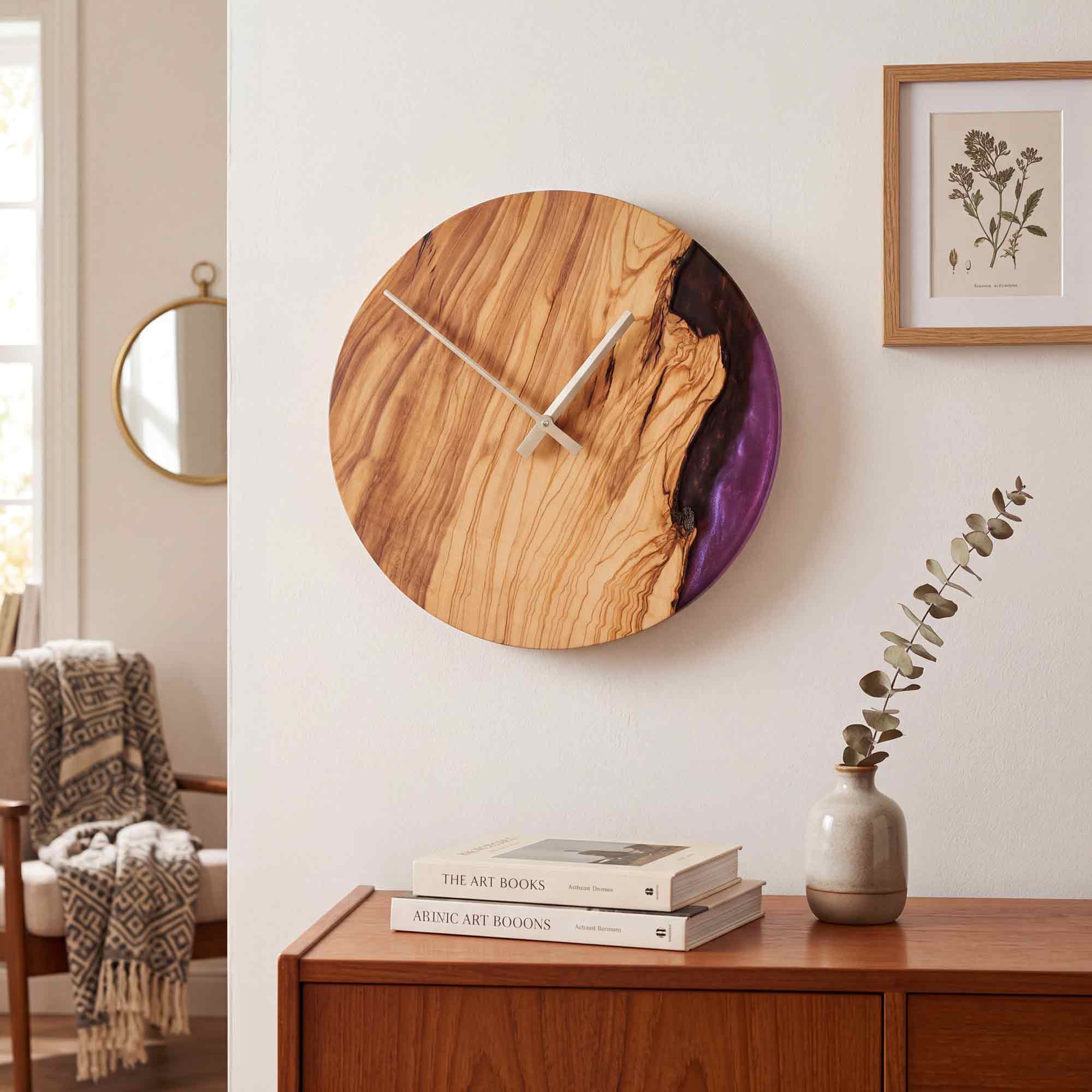 Plum Live Edge Wall Clock